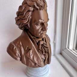 Ludwig Van Beethoven Bust - Bronze Effect Sculpture On White Stone Base - thumbnail 3