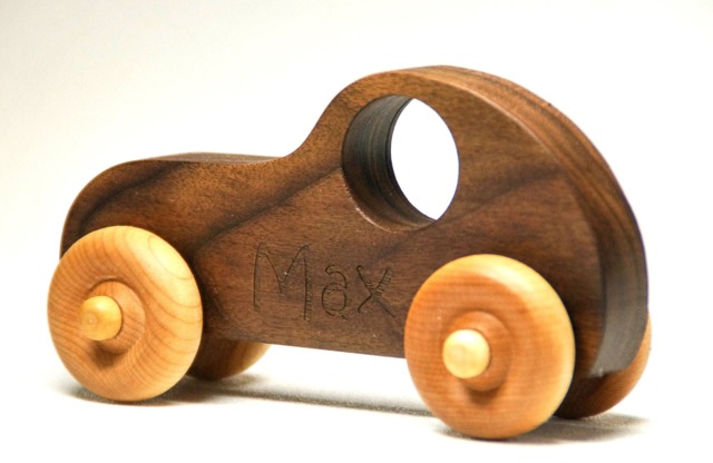 Handmade Walnut Wooden Toy Car Personalized Push - image 1