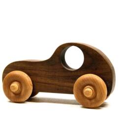 Handmade Walnut Wooden Toy Car Personalized Push - thumbnail 3