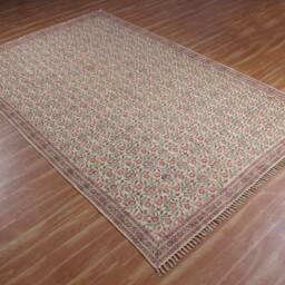 Kitchen Dining Room Floor Rug Indian Hand Block Printed Cotton Dhurrie Outdoor Geometric Garden Beach Kilim Carpet 4x6 6x9 5x8 Feet - thumbnail 2