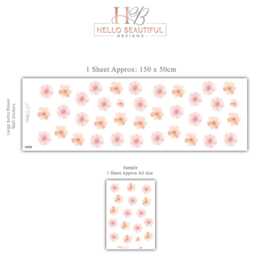 Pink Floral Wall Stickers, Boho Nursery Decals, Peel & Stick Flowers, Girls Bedroom Decor, Soft Decor - thumbnail 2