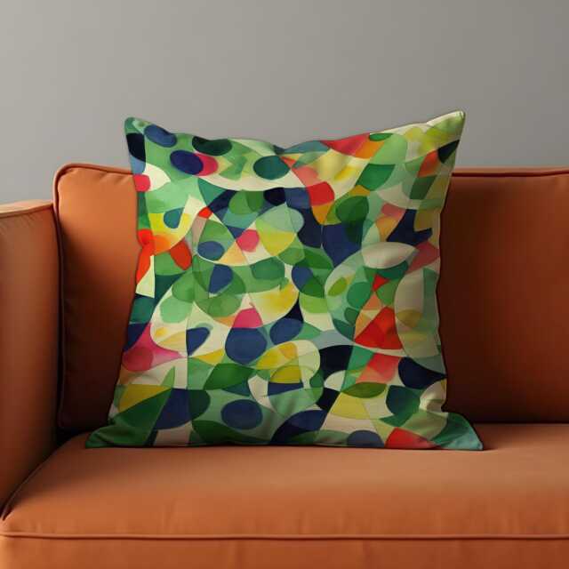 Colorful Abstract Geometric Cushion Cover, Modern Art Inspired Throw Pillow Case, Bold Circles & Shapes Home Sofa Decor - image 1