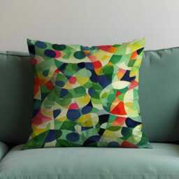 Colorful Abstract Geometric Cushion Cover, Modern Art Inspired Throw Pillow Case, Bold Circles & Shapes Home Sofa Decor - thumbnail 3