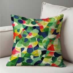 Colorful Abstract Geometric Cushion Cover, Modern Art Inspired Throw Pillow Case, Bold Circles & Shapes Home Sofa Decor - thumbnail 4