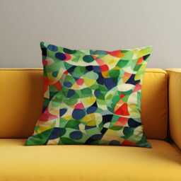 Colorful Abstract Geometric Cushion Cover, Modern Art Inspired Throw Pillow Case, Bold Circles & Shapes Home Sofa Decor - thumbnail 2