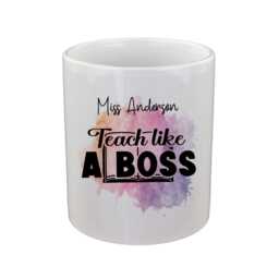 Personalised Teacher Like A Boss Design Pencil Storage Ceramic Pot - thumbnail 2