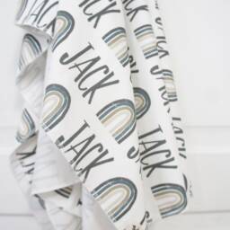 Blanket - Personalized Neutral Rainbow Organic Cotton Name , Made To Order, Any Name Available, Rainbow Baby, Nursery, Swaddle - thumbnail 3
