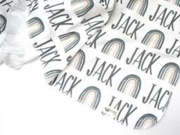 Blanket - Personalized Neutral Rainbow Organic Cotton Name , Made To Order, Any Name Available, Rainbow Baby, Nursery, Swaddle - thumbnail 1