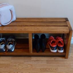Rustic Shoe Bench, Storage, Organizer, Cabinet, Entryway Rack Wood - thumbnail 3