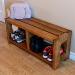 Rustic Shoe Bench, Storage, Organizer, Cabinet, Entryway Rack Wood - thumbnail 2
