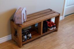 Rustic Shoe Bench, Storage, Organizer, Cabinet, Entryway Rack Wood - thumbnail 1