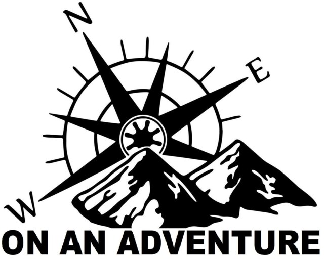 Mountain Compass Decal On An Adventure Car Bonnet Side Sticker Vinyl Graphic Off Road Motorhome Caravan Camper Van Campervan Wall Art Window