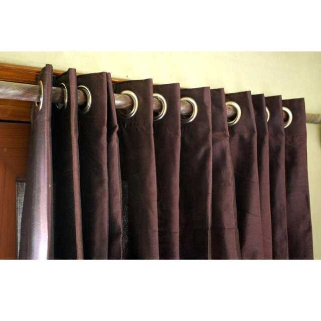 "Pair Of Deep Plum Silk Curtain Panels 26""x96" - image 1