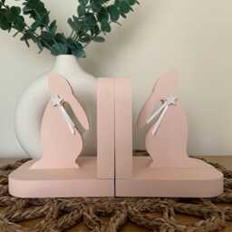 Wooden Stargazing Bunny, Hares, Rabbits Bookends. Nursery Or Children's Bedroom Decor - thumbnail 2