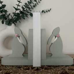 Wooden Stargazing Bunny, Hares, Rabbits Bookends. Nursery Or Children's Bedroom Decor