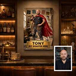 Personalised Diy Disaster Hero Canvas From Photo, Custom Name & Text Wall Decor Birthday Present For Legend Artwork - thumbnail 3