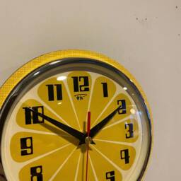 Honeydew Yellow Atomic Wall Clock Mid-Century Jetsons Style - thumbnail 3