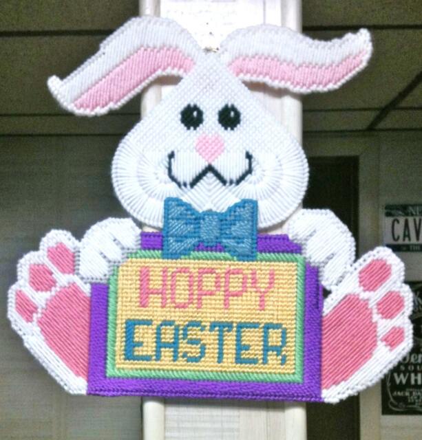Hoppy Easter Bunny Wall Hanging Decoration Happy Needlepoint