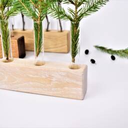 Minimalist Oak Wood Vase With Glass Test Tubes - thumbnail 4