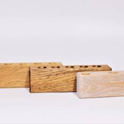 Minimalist Oak Wood Vase With Glass Test Tubes - thumbnail 2