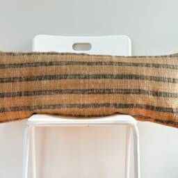 Handwoven Lumbar Pillow Cover Vintage Karen Hemp, Boho Farmhouse Decor - thumbnail 2