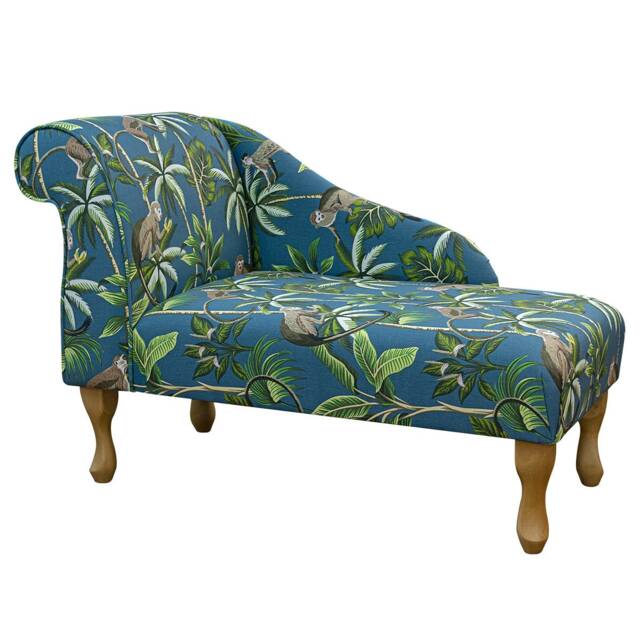 Teal Monkey Mini Chaise Longue - Small Tropical Jungle Lounger Handmade in Britain - image 1