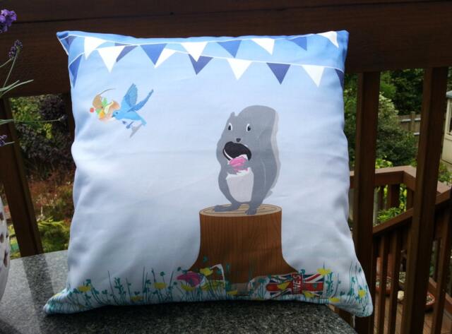 Bunting Cushion, Animals Cushion, Woodland Lovely Deer Homeware, Animal Picnic Homeware Gift, Gift For Her, Cushion Cover - image 1
