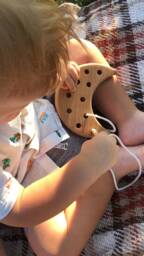 Wooden Lacing Toy, Montessori Button Lacing Toy, Toddler Gift Idea, Travel Gift - thumbnail 1