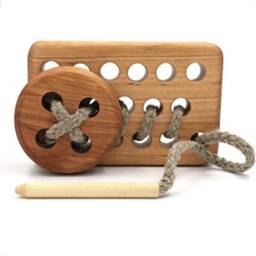 Wooden Lacing Toy, Montessori Button Lacing Toy, Toddler Gift Idea, Travel Gift - thumbnail 3