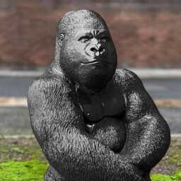 Large Black Monkey Statue Cement Ape Sculpture Bold Jungle Animal Decor Garden Ornament Aartistic Gorilla Wild Art - thumbnail 2