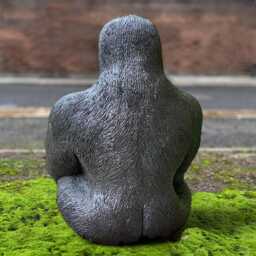 Large Black Monkey Statue Cement Ape Sculpture Bold Jungle Animal Decor Garden Ornament Aartistic Gorilla Wild Art - thumbnail 4