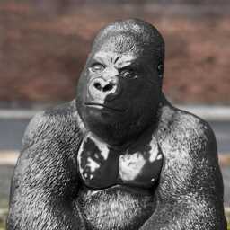 Large Black Monkey Statue Cement Ape Sculpture Bold Jungle Animal Decor Garden Ornament Aartistic Gorilla Wild Art - thumbnail 3