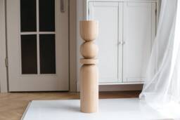 Handmade Turned Wood Table Leg Unfinished Ash, Oak, Birch - H690mm - thumbnail 1