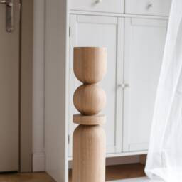 Handmade Turned Wood Table Leg Unfinished Ash, Oak, Birch - H690mm - thumbnail 3