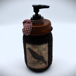 Grubby Soap Dispenser, Mason Jar Pump, Folk Art Crow Bathroom Primitive Home Decor, Country Decor - thumbnail 4