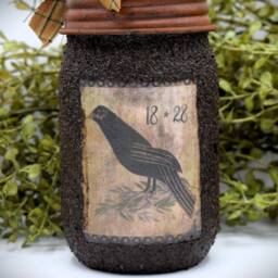 Grubby Soap Dispenser, Mason Jar Pump, Folk Art Crow Bathroom Primitive Home Decor, Country Decor - thumbnail 3