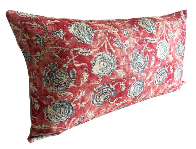 Ralph Lauren Shell Beach Batik Scarlet Red & Blue Bolster Cushion Cover - image 1
