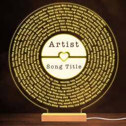 Round Vinyl Record Any Song Lyrics Personalised Music Gift Led Lamp Night Light - Lyric Wedding
