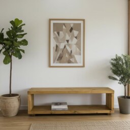 Rustic Solid Wood Tv Stand, Extra Wide Media Console, Handmade - thumbnail 2