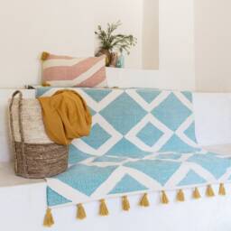 Riptide Handmade Flatwoven Cotton Kilim Rug Southwestern Geometric 5x7 5x8 8x10 9x12 Living Room Decor Colorful Tassels Area Runner - thumbnail 1