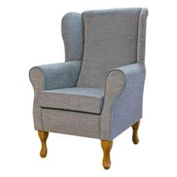 Ice Velvet Wingback Armchair - Luxury Orinoco Fireside Accent Chair Made To Order in Britain - thumbnail 3