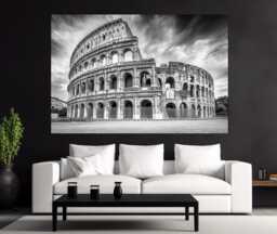 Colosseum in Rome Black & White Canvas Print, Photo, Pint, Wall Art, Italy Art - thumbnail 1