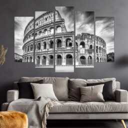 Colosseum in Rome Black & White Canvas Print, Photo, Pint, Wall Art, Italy Art - thumbnail 3