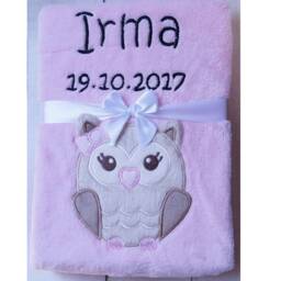 Baby Blanket Embroidered With Name & Date Eule 76 X 102 cm - 802003 - thumbnail 3