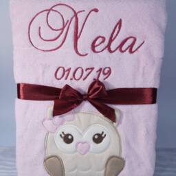 Baby Blanket Embroidered With Name & Date Eule 76 X 102 cm - 802003 - thumbnail 4