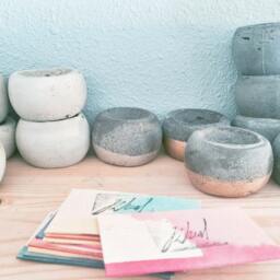 Round Concrete Votive Tea Light Candle Holder Vessel Catchall - thumbnail 3