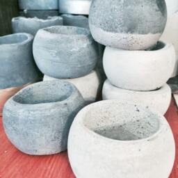 Round Concrete Votive Tea Light Candle Holder Vessel Catchall - thumbnail 2