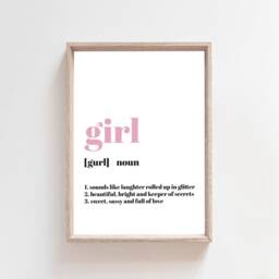 Girl Definition Print, Girls Nursery Prints, Bedroom Decor, Wall Art, Blush Pink - thumbnail 3