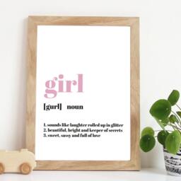 Girl Definition Print, Girls Nursery Prints, Bedroom Decor, Wall Art, Blush Pink - thumbnail 1