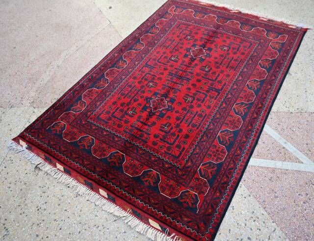Afghan Rug, 5.4 X 3.5 Ft, Gorgeous Rug, Handmade Turkoman Traditional 100% Wool, 5X3 Bukhara Living Room Area Oriental Rug - image 1